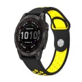 For Garmin Fenix 7 Pro 47mm Sports Breathable Silicone Watch Band(Black+Yellow)