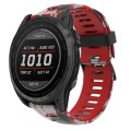 For Garmin Instinct 2X Solar Camouflage Printed Silicone Watch Band(Red+Army Camouflage)