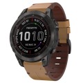 For Garmin Epix Pro 47mm Leather Steel Buckle Watch Band(Light Brown)