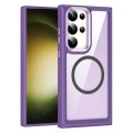For Samsung Galaxy S23+ 5G MagSafe Carbon Fiber Transparent Back Panel Phone Case(Purple)