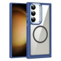 For Samsung Galaxy S23 Ultra 5G MagSafe Carbon Fiber Transparent Back Panel Phone Case(Blue)