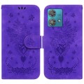 For Motorola Edge 40 Neo Butterfly Rose Embossed Leather Phone Case(Purple)