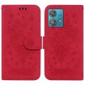 For Motorola Edge 40 Neo Butterfly Rose Embossed Leather Phone Case(Red)