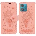 For Motorola Edge 40 Neo Butterfly Rose Embossed Leather Phone Case(Pink)
