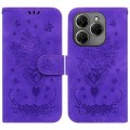 For Tecno Spark 20 Pro Butterfly Rose Embossed Leather Phone Case(Purple)