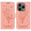 For Tecno Spark 20 Pro Butterfly Rose Embossed Leather Phone Case(Pink)