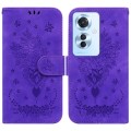 For OPPO F25 Pro 5G Global Butterfly Rose Embossed Leather Phone Case(Purple)