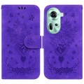 For OPPO Reno11 Global Butterfly Rose Embossed Leather Phone Case(Purple)