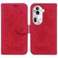 For OPPO Reno11 Pro 5G Global Butterfly Rose Embossed Leather Phone Case(Red)