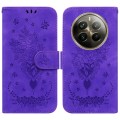 For Realme 12 Pro+ Global Butterfly Rose Embossed Leather Phone Case(Purple)