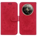 For Realme 12 Pro+ Global Butterfly Rose Embossed Leather Phone Case(Red)