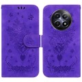 For Realme 12 5G Butterfly Rose Embossed Leather Phone Case(Purple)