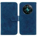 For Realme 12+ Butterfly Rose Embossed Leather Phone Case(Blue)