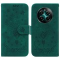 For Realme 12+ Butterfly Rose Embossed Leather Phone Case(Green)