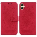 For Samsung Galaxy A05 Butterfly Rose Embossed Leather Phone Case(Red)