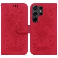 For Samsung Galaxy S24 Ultra 5G Butterfly Rose Embossed Leather Phone Case(Red)