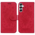 For Samsung Galaxy M15/F15 Butterfly Rose Embossed Leather Phone Case(Red)