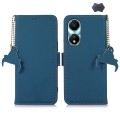 For Honor X5 Plus Genuine Leather Magnetic RFID Leather Phone Case(Blue)