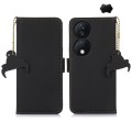For Honor X7b Genuine Leather Magnetic RFID Leather Phone Case(Black)