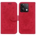 For Xiaomi Redmi Note 13 5G Butterfly Rose Embossed Leather Phone Case(Red)