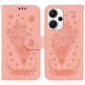 For Xiaomi Redmi Note 13 Pro+ 5G Butterfly Rose Embossed Leather Phone Case(Pink)