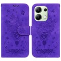 For Xiaomi Redmi Note 13 4G Global Butterfly Rose Embossed Leather Phone Case(Purple)