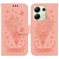 For Xiaomi Redmi Note 13 4G Global Butterfly Rose Embossed Leather Phone Case(Pink)