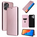 For Xiaomi Redmi 12 4G Carbon Fiber Texture Flip Leather Phone Case(Pink)