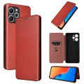 For Xiaomi Redmi 12 4G Carbon Fiber Texture Flip Leather Phone Case(Brown)