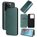 For Xiaomi Redmi Note 13 Pro Carbon Fiber Texture Flip Leather Phone Case(Green)