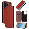 For Xiaomi Redmi Note 13 Pro Carbon Fiber Texture Flip Leather Phone Case(Brown)