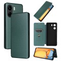For Xiaomi Redmi 13C Carbon Fiber Texture Flip Leather Phone Case(Green)