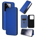 For Xiaomi 14 Carbon Fiber Texture Flip Leather Phone Case(Blue)