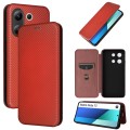 For Xiaomi Redmi Note 13 4G Carbon Fiber Texture Flip Leather Phone Case(Brown)