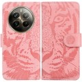For Realme 12 Pro+ Global Tiger Embossing Pattern Flip Leather Phone Case(Pink)
