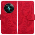 For Realme 12+ Tiger Embossing Pattern Flip Leather Phone Case(Red)