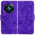 For Realme 12+ Tiger Embossing Pattern Flip Leather Phone Case(Purple)