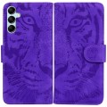 For Samsung Galaxy A15 Tiger Embossing Pattern Flip Leather Phone Case(Purple)