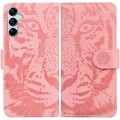 For Samsung Galaxy A15 Tiger Embossing Pattern Flip Leather Phone Case(Pink)
