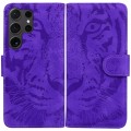 For Samsung Galaxy S24 Ultra 5G Tiger Embossing Pattern Flip Leather Phone Case(Purple)