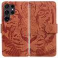 For Samsung Galaxy S24 Ultra 5G Tiger Embossing Pattern Flip Leather Phone Case(Brown)