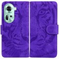 For OPPO Reno11 Global Tiger Embossing Pattern Flip Leather Phone Case(Purple)