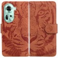 For OPPO Reno11 Global Tiger Embossing Pattern Flip Leather Phone Case(Brown)