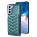 For Samsung Galaxy S22+ 5G BF26 Wave Pattern Card Bag Holder Phone Case(Green)