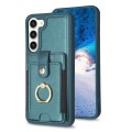 For Samsung Galaxy S23+ 5G BF27 Metal Ring Card Bag Holder Phone Case(Green)
