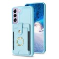 For Samsung Galaxy S21 5G BF27 Metal Ring Card Bag Holder Phone Case(Blue)