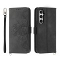 For Samsung Galaxy S23 FE 5G Skin-feel Flowers Embossed Wallet Leather Phone Case(Black)