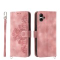 For Samsung Galaxy A05 Skin-feel Flowers Embossed Wallet Leather Phone Case(Pink)