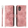 For Samsung Galaxy Xcover 7 Skin-feel Flowers Embossed Wallet Leather Phone Case(Pink)