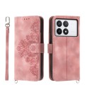 For Xiaomi Poco X6 Pro 5G Skin-feel Flowers Embossed Wallet Leather Phone Case(Pink)
